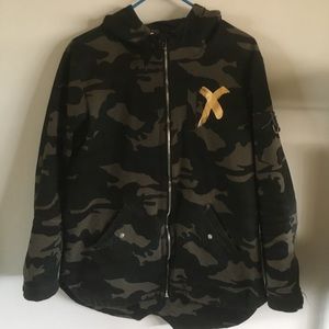 NEW Lettering Camo Zip Hooded Jacket